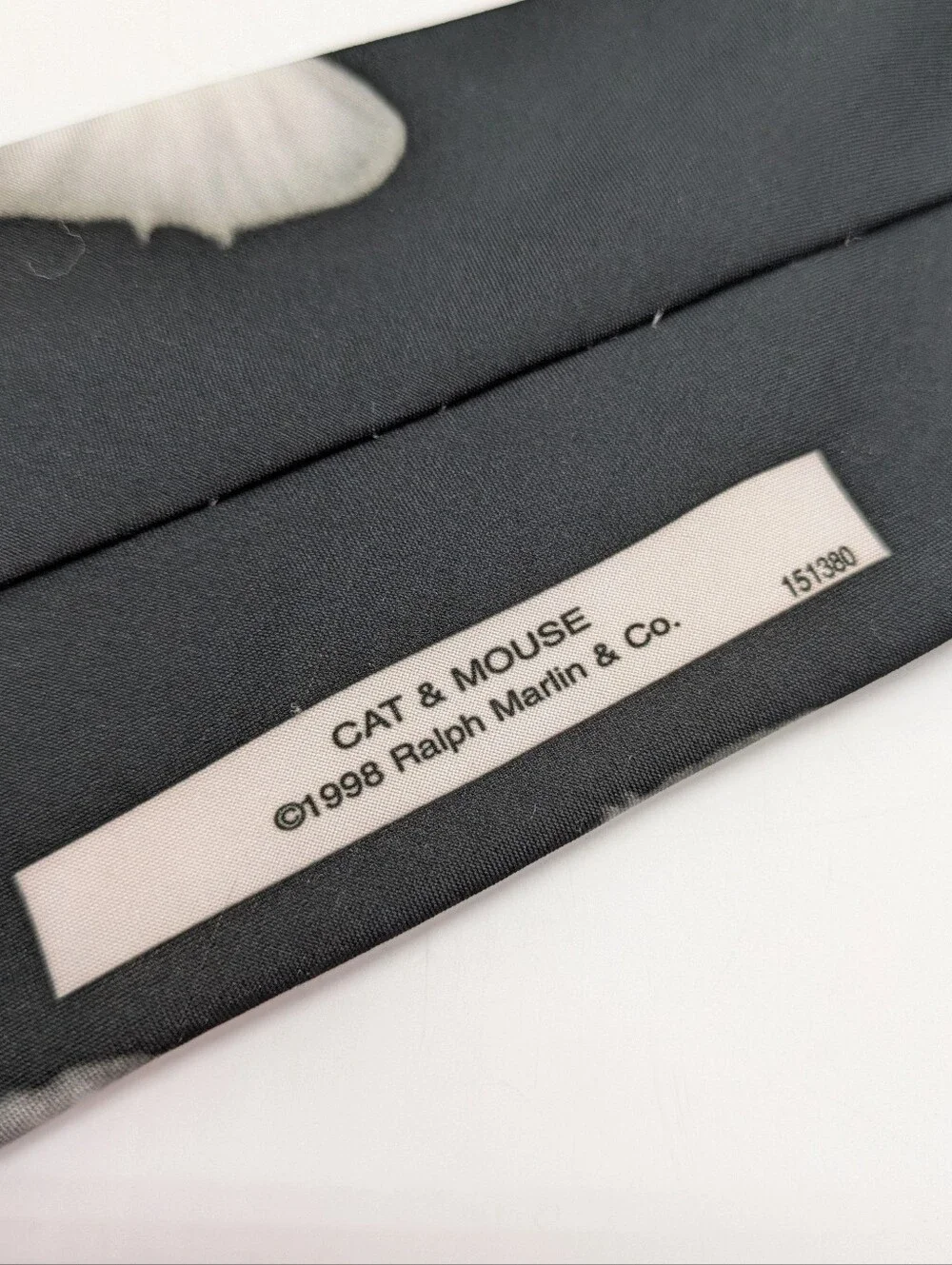 Vintage Ralph Marlin Black White Cat Mouse Novelty Computer Joke Mens Neck Tie